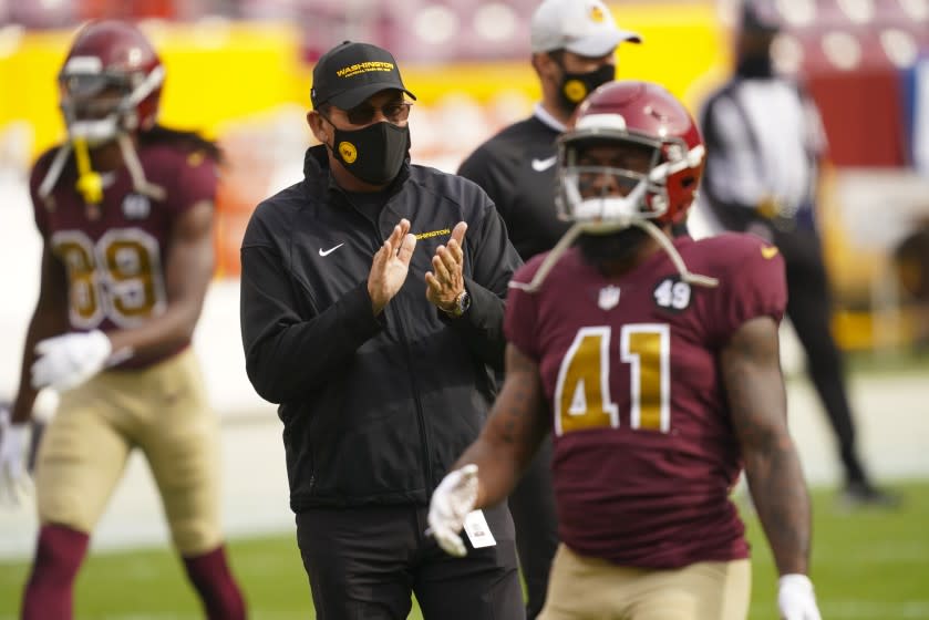 Washington Football Team head coach Ron Rivera before the start of an NFL football game.