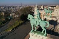 An aerial view of deserted Paris during coronavirus disease outbreak