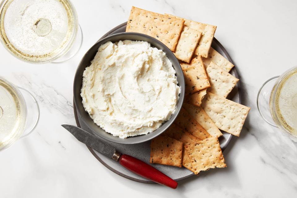 It's just fun to say horsey goat. But this mix of goat cheese, horseradish, and cream is fun to eat, too. <a href="https://www.epicurious.com/recipes/food/views/horsey-goat?mbid=synd_yahoo_rss" rel="nofollow noopener" target="_blank" data-ylk="slk:See recipe." class="link ">See recipe.</a>