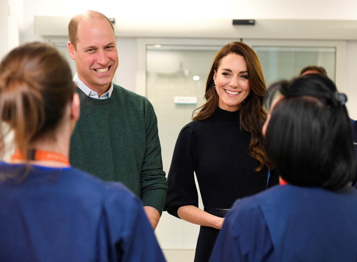 Britain's Prince William and Catherine, Princess of Wales visit the new Royal Liverpool University Hospital, Merseyside, meeting staff and mental health first aiders and viewing the hospital facilities, in Liverpool, Britain January 12, 2023.  Bruce Adams/Pool via REUTERS  REFILE - CORRECTING YEAR