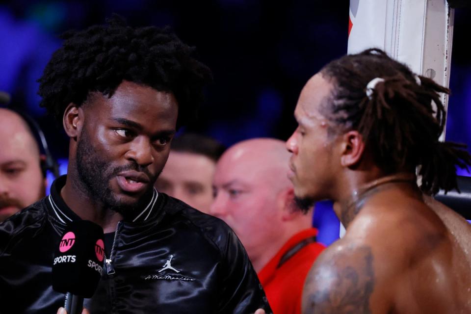 Buatsi exchanging words with Anthony Yarde in February (Action Images via Reuters)