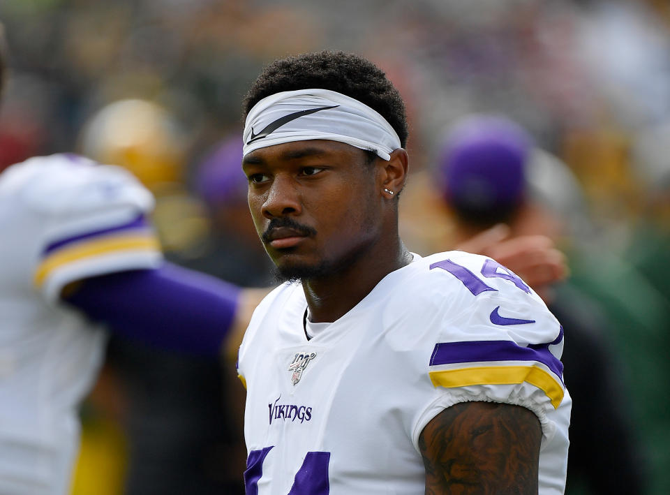 Despite a drama-filled week, WR Stefon Diggs will play for the Vikings on Sunday against the Giants. (Photo by Quinn Harris/Getty Images)