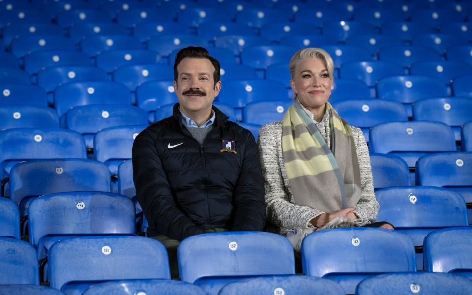 Jason Sudeikis and Hannah Waddingham in the Apple hit Ted Lasso