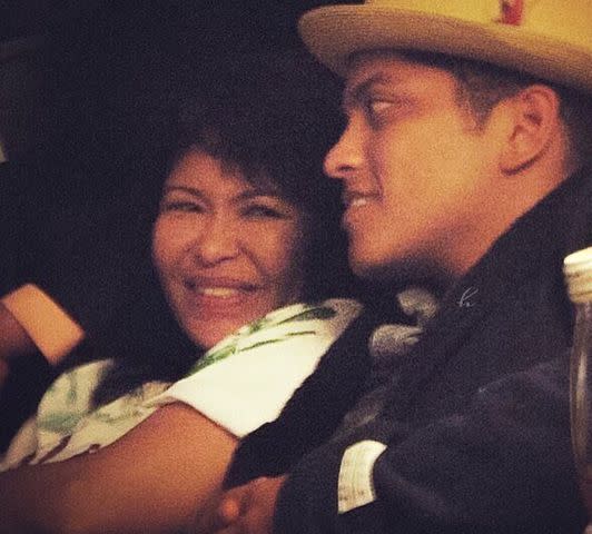 <p>Bruno Mars Instagram</p> Bruno Mars and his mom Bernadette San Pedro Bayot.