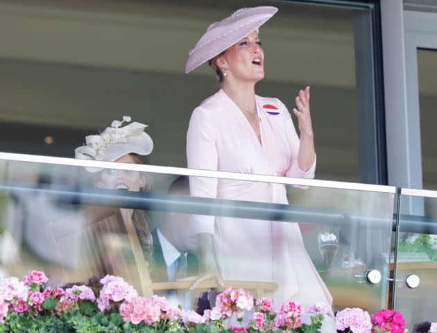 <p>Chris Jackson/Getty</p> Sophie, Duchess of Edinburgh cheers during the 2023 Royal Ascot.