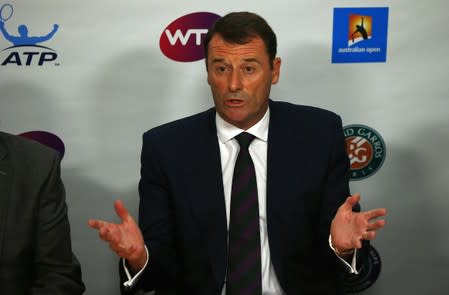 Tennis Integrity Board Chairman Brook speaks during a news conference at the Australian Open tennis tournament at Melbourne Park