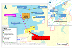 Grace Shear Zone with the 2017 RPX Diamond Drilling intercept and the War Eagle Showing