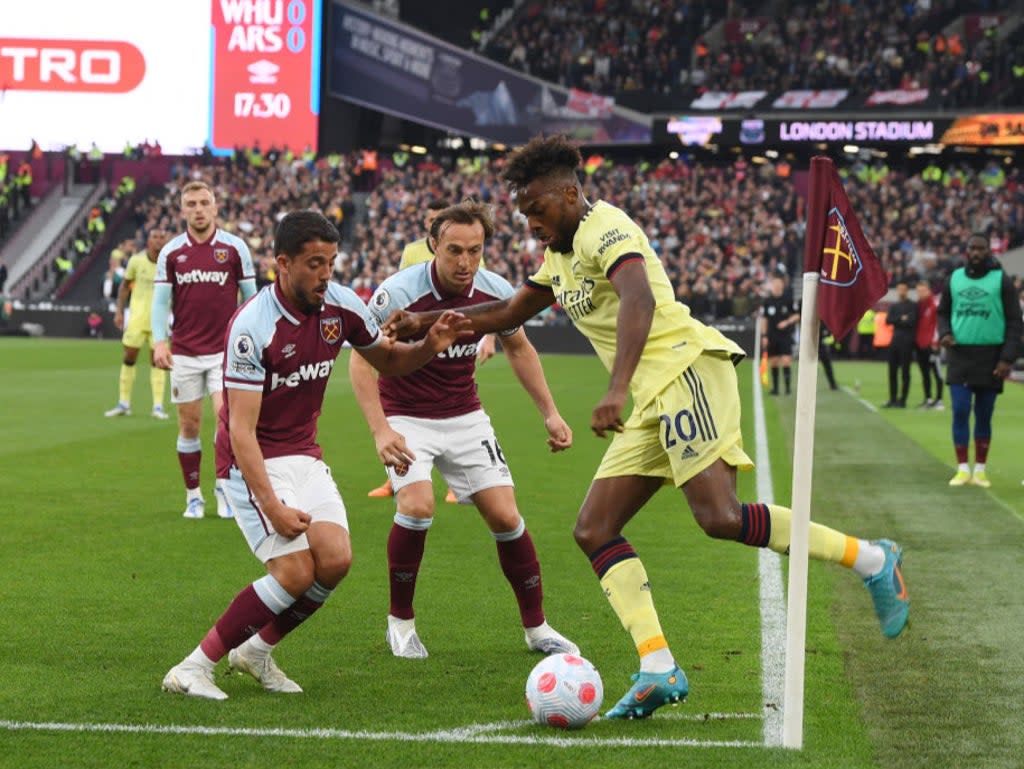 Nuno Tavares in actin against West Ham (Arsenal FC via Getty Images)