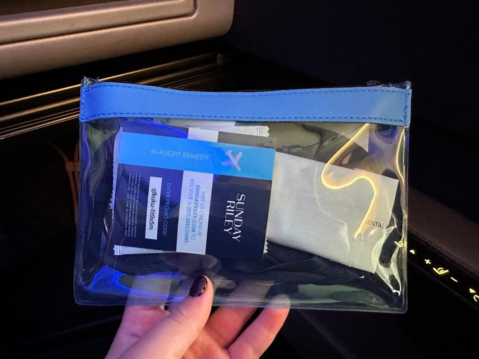 The Away amenity kit wasn’t as extensive as the first flight.