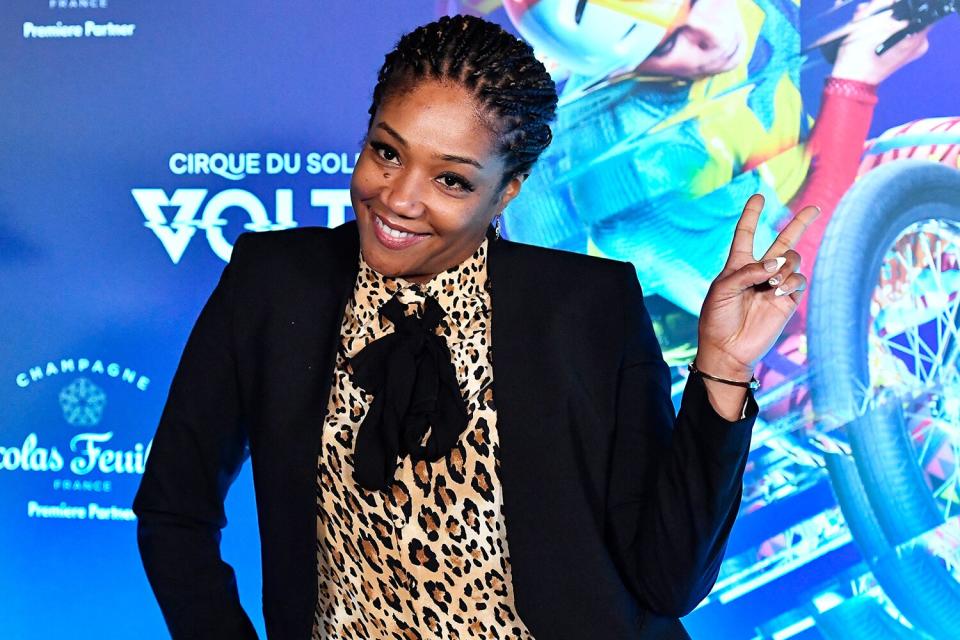 Tiffany Haddish spreads the peace at the L.A. premiere of Cirque du Soleil’s <i>Volta</i> on Tuesday. 