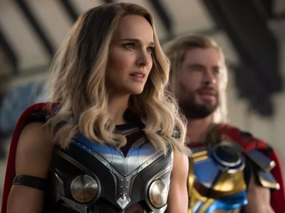 Natalie Portman and Chris Hemsworth in ‘Thor: Love and Thunder’ (Marvel Studios)