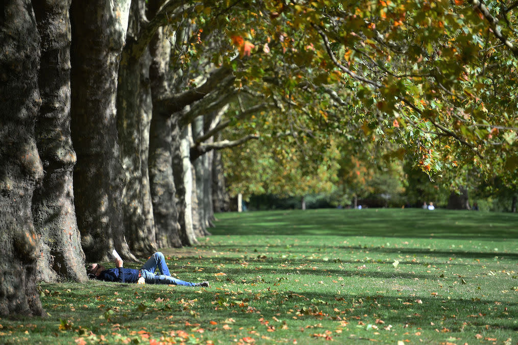 A man relaxes in the sunshine in St James’s Park, London, last week (Picture: PA)