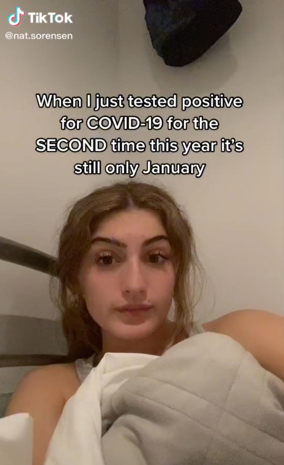 Sydney woman Nat Sorensen tested positive for Covid twice in January this year. Source: TikTok/nat.sorensen