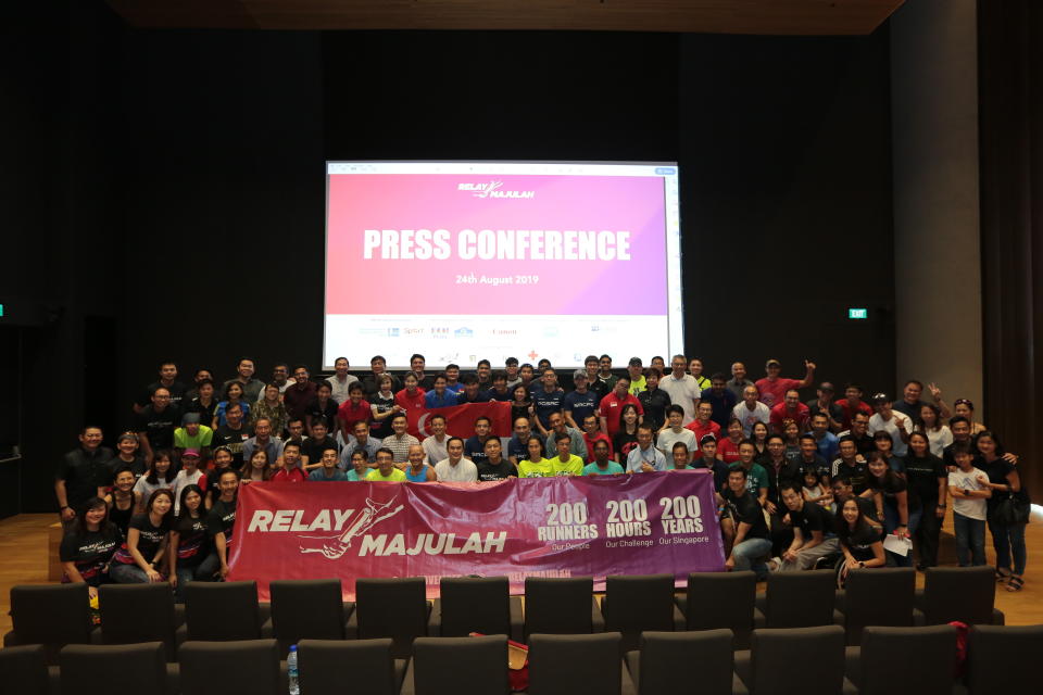 Some of the Relay Majulah participants and organisers during a media conference for the event. (PHOTO: Relay Majulah)