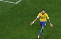 Football Soccer - Brazil v Paraguay - World Cup 2018 Qualifiers - Arena Corinthians stadium, Sao Paulo, Brazil - 28/3/17 - Brazil's Neymar velebrates his goal. REUTERS/Paulo Whitaker