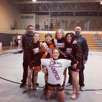 Aztec girls wrestlers Nadya Duran, Makayla Munoz, Princess Altisis, Mia Melendez and Brynn Kirby pose with their medals earned at the Crown The Queen Tournament, Wednesday, Jan. 12, 2022 at Miyamura High School.