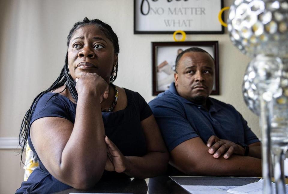 Melanie Savage, left, and her husband, DaJuan Savage’s dream vacation in Hawaii turned nightmare. ‘My heart is so broken.’ Melanie Savage said. The couple are at home in Charlotte on Friday, June 11, 2021.