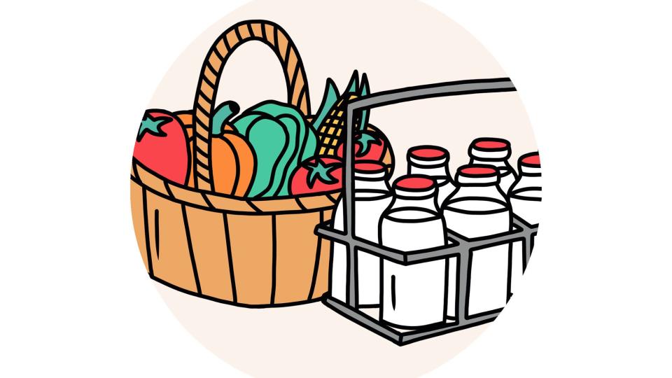 Illustration of produce and milk
