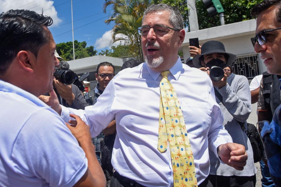 Guatemalan presidential candidate Bernardo Arevalo, speaks in Guatemala City on July 6, 2023.