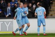 Soccer Football - FA Cup Third Round - Coventry City vs Stoke City - Ricoh Arena, Coventry, Britain - January 6, 2018 Coventry City’s Jack Grimmer celebrates scoring their second goal with teammates Action Images via Reuters/Carl Recine