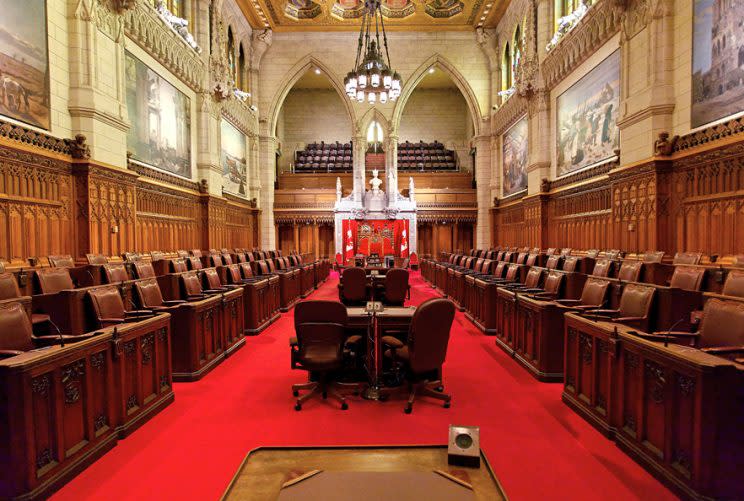 The Senate Chamber located on Parliament Hill in Ottawa. Photo from the Government of Canada.
