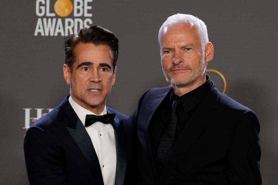 Colin Farrell stars in Martin McDonagh’s The Banshees of Inisherin, which is up for 10 Baftas (AP)