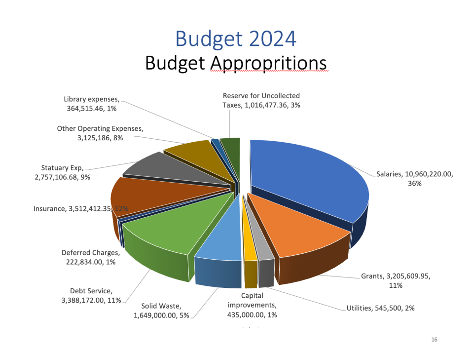 Red Bank 2024 municipal budget appropriations.