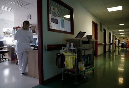 Nurses work at the hospital of Laval, France, November 8, 2018. Picture taken November 8, 2018. REUTERS/Stephane Mahe