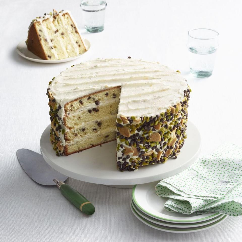 <p>Mini chocolate chips, orange zest, and whole-milk ricotta preserve traditional cannoli flavors, all in a sliceable and shareable cake.</p><p><em><a href="https://www.goodhousekeeping.com/food-recipes/a16394/cannoli-cake-recipe-wdy0315/" rel="nofollow noopener" target="_blank" data-ylk="slk:Get the recipe for Cannoli Cake »;elm:context_link;itc:0;sec:content-canvas" class="link ">Get the recipe for Cannoli Cake »</a></em></p>