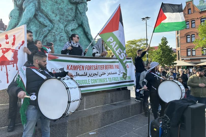 People take to the streets to protest against Israel's Eurovision Song Contest participation in Malmo, Sweden