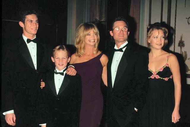 <p>DMI/The LIFE Picture Collection/Shutterstock</p> Oliver Hudson, Wyatt Russell, Goldie Hawn, Kurt Russell and Kate Hudson in 1997