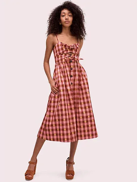 Gingham Spade Tie-Front Dress