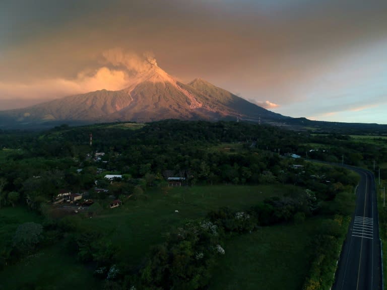 A view of the Fuego Volcano erupting as seen from Escuintla, Guatemala