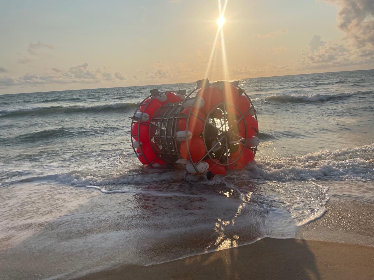 Reza Baluchi washed ashore on Saturday near St. Augustine, Fl in a "hydro pod"