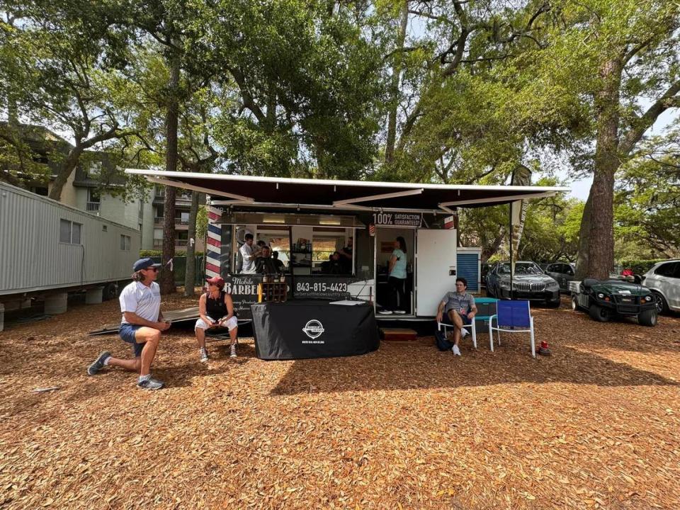 This mobile barber shop, operated by Barbers of the Lowcountry, was set up at the RBC Heritage golf tournament held April 15-21, 2024 on Hilton Head Island, S.C.