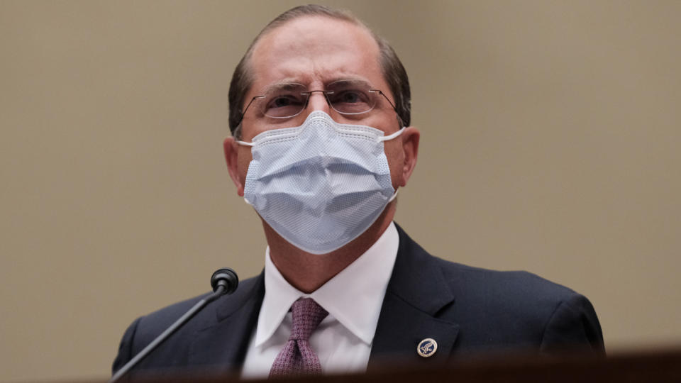 Health and Human Services Secretary Alex M. Azar II testifies before the House Select Subcommittee on the Coronavirus Crisis in the Rayburn Building on October 2, 2020 in Washington, DC. (Micahel A. McCoy/Getty Images)