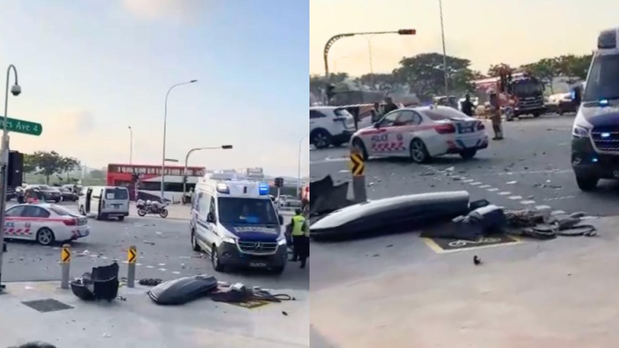 Eight people were taken to the hospital after a road traffic accident involving a few vehicles at the junction of Tampines Avenue 1 and Tampines Avenue 4, according to the Singapore Civil Defence Force on Monday (22 April)