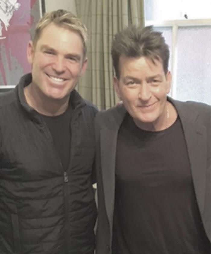 Shane Warne and Charlie Sheen. Photo: Instagram.