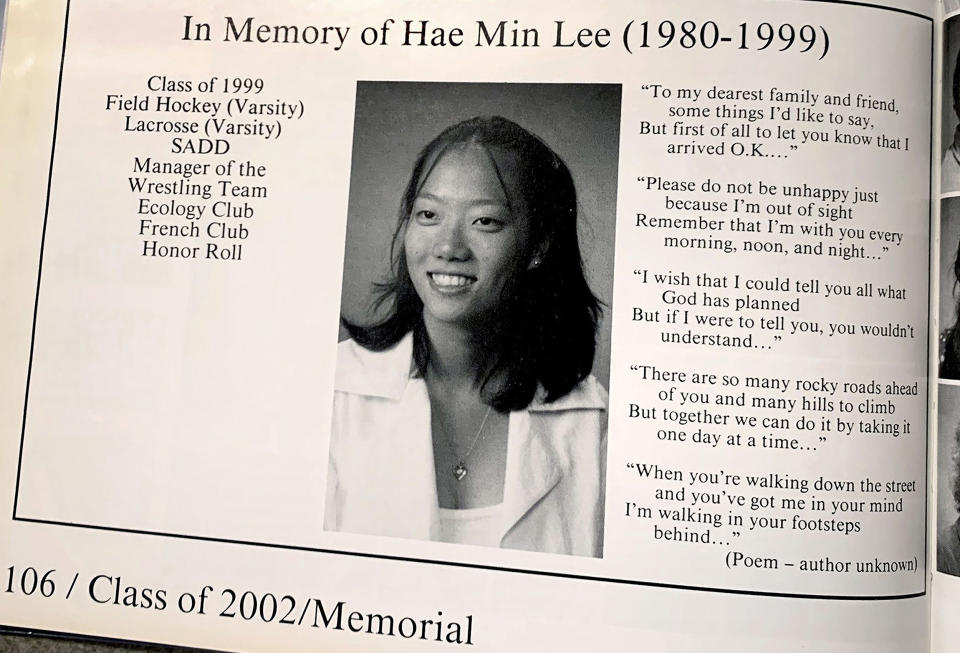 A tribute to Hae Min Leein a Woodlawn High School yearbook (Hayes Gardner / The Baltimore Sun/Tribune News Service via Getty Images file)