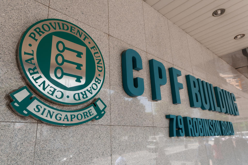 The Signboard of Central Provident Fund at CPF building.