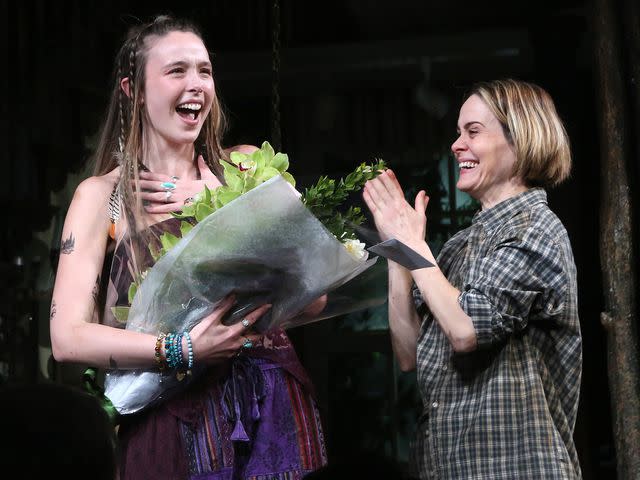 <p>Bruce Glikas/Getty</p> Ella Beatty making her broadway debut and Sarah Paulson during the curtain call as the new play "Appropriate" re-opens on Broadway on March 25, 2024 in New York City.