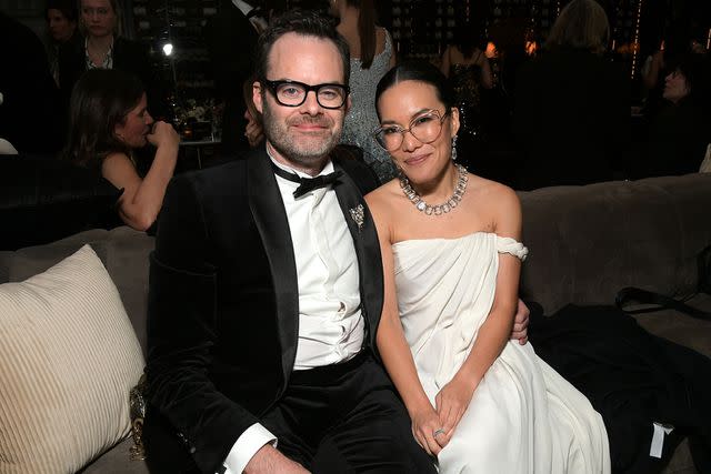 <p>Charley Gallay/Getty Images</p> Ali Wong and Bill Hader at Netflix's Golden Globe After Party