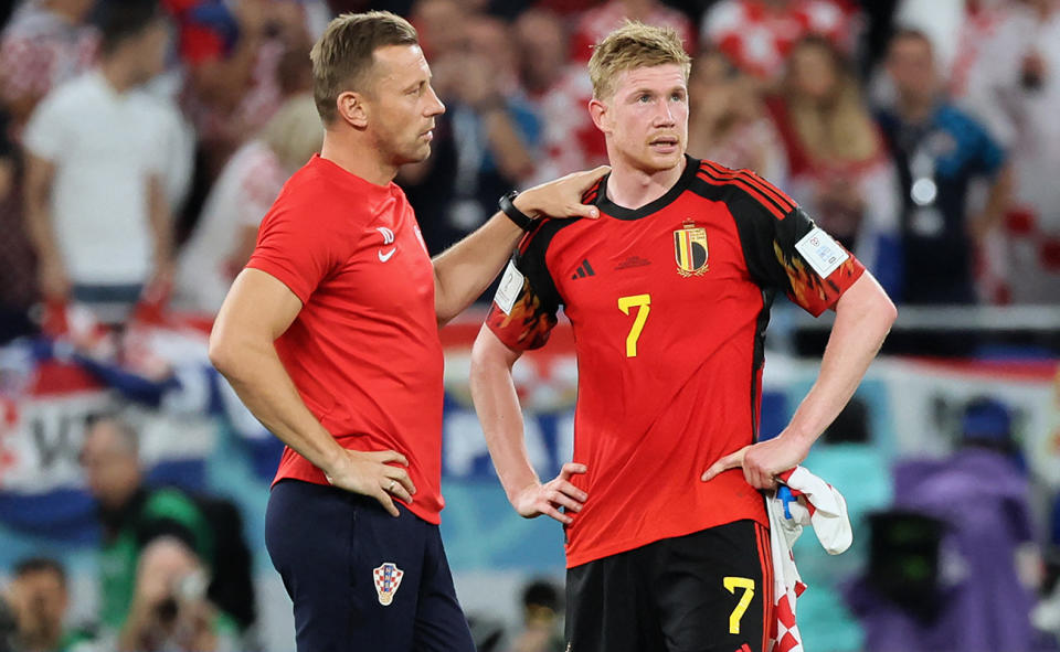 Kevin De Bruyne, pictured here after Belgium were knocked out of the World Cup. 