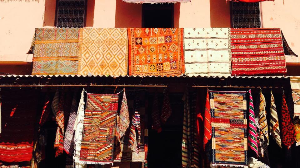 rug shop in marrakech medina, morocco