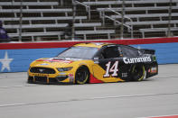 Clint Bowyer drives along the front stretch during the NASCAR Cup Series auto race at Texas Motor Speedway in Fort Worth, Texas, Wednesday, Oct. 28, 2020. (AP Photo/Richard W. Rodriguez)