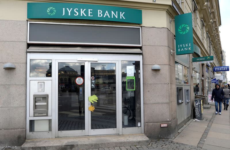 FILE PHOTO: Logo of Danish finance institute Jyske Bank in Copenhagen