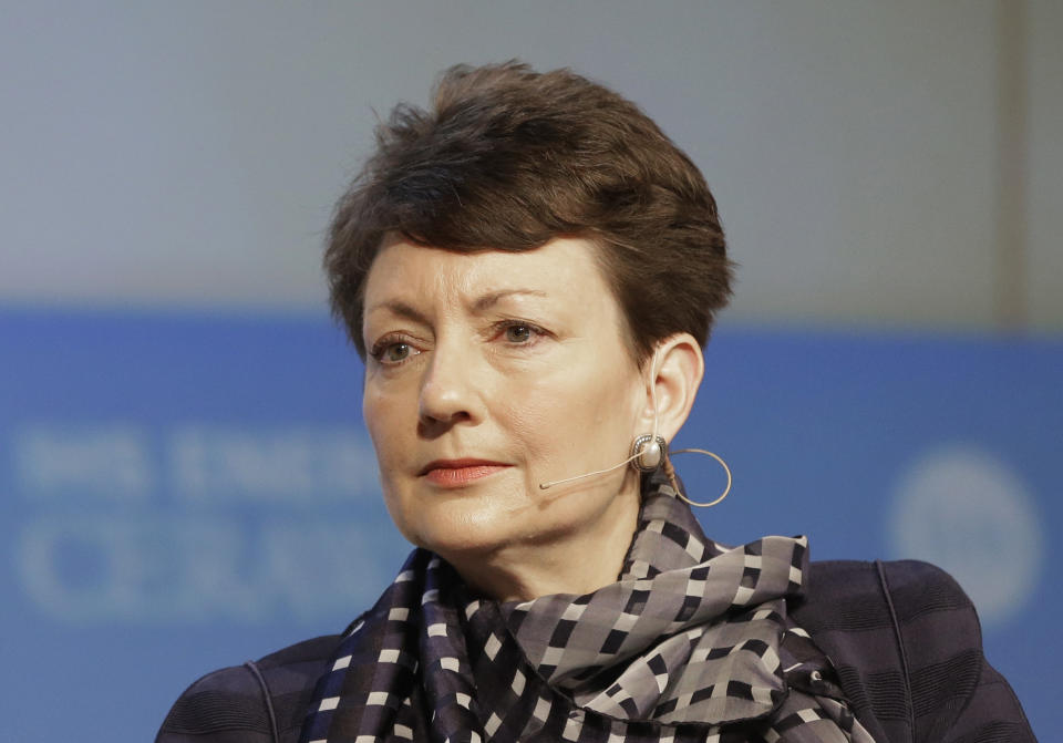 FILE - Duke Energy President and CEO Lynn Good appears at a plenary at the IHS CERAWeek energy conference on March 6, 2014, in Houston. Good saw her pay package jump 30% to $21 million in 2022. That includes $1.5 million in a base salary and $15.9 million in stock awards, among other compensation. (AP Photo/Pat Sullivan, File)