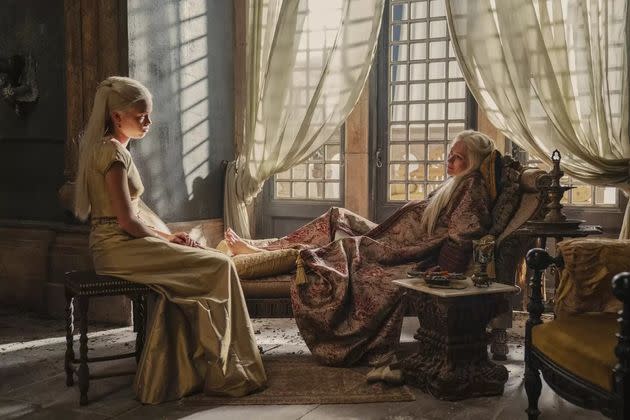 Queen Aemma Targaryen sits with her daughter, Princess Rhaenyra (Milly Alcock). (Photo: HBO)