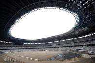 The New National Stadium, the main stadium of Tokyo 2020 Olympics and Paralympics, is seen under construction in Tokyo, Japan