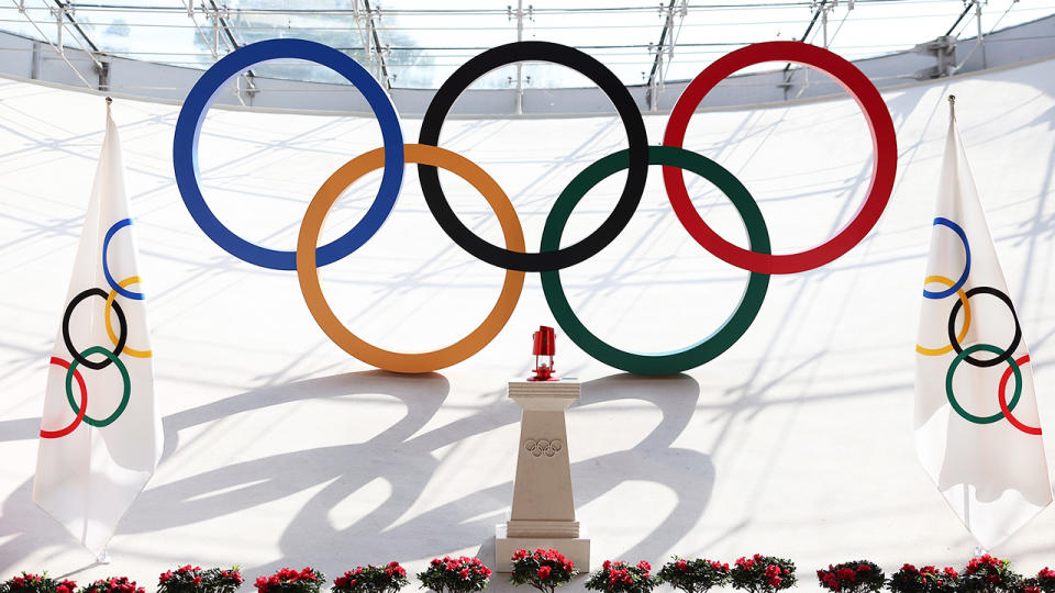 The Olympic flame, pictured here during the Beijing 2022 Olympic Flame Welcoming Ceremony. 